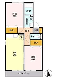 エターナル・ハピネス 2DKの間取図画像