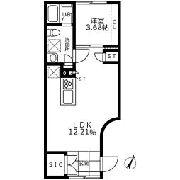 クレストアベニュー祐天寺 1LDKの間取図画像