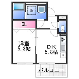プレミアムスイート狭山駅前 2階1DKの間取り