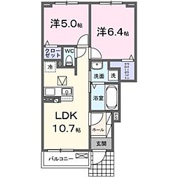 クレストール春日部A 2LDKの間取図画像