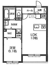 カトレア 1LDKの間取図画像