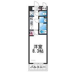 シェソワなかもず 1Kの間取図画像