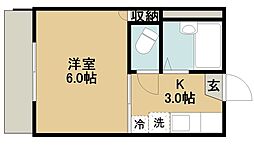 サンライズマンシオン 1Kの間取図画像