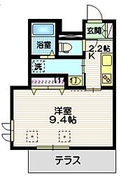 グリシーヌあざみ野 1階1Kの間取り