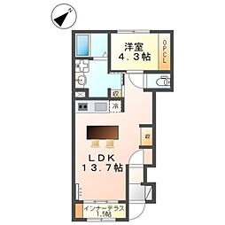 N.pua 1階1LDKの間取り