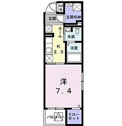 トゥットフェリーチェ湘南 1Kの間取図画像