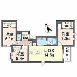 ナカナカ スクエア 3LDKの間取図画像