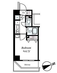 ベルグレードKS DUE 4階1Kの間取り