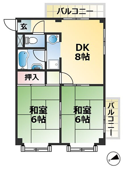 川島マンション ｜兵庫県神戸市長田区平和台町２丁目(賃貸アパート2DK・2階・42.35㎡)の写真 その2