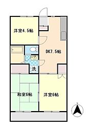 リヴ・スクウェアB 3DKの間取図画像