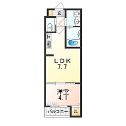 カーサフォルトゥナート羽曳野II 1LDKの間取図画像