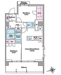 COMFORIA東新宿ステーションフロント 2LDKの間取図画像
