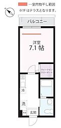ハーミットクラブハウスBelle 1Kの間取図画像