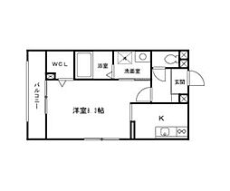 クラシカル堺 1Kの間取図画像