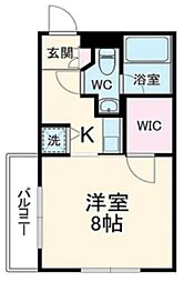 ドーム行徳 1階1Kの間取り