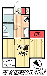 JR総武線 西船橋駅 徒歩8分の賃貸マンション 3階1Kの間取り