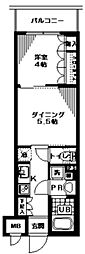 日神横浜ビル日神デュオステージ馬車道 1DKの間取図画像
