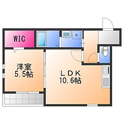 JR阪和線 東貝塚駅 徒歩2分の賃貸アパート 3階1LDKの間取り