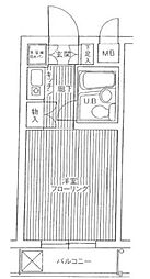 都営大江戸線 落合南長崎駅 徒歩5分の賃貸マンション 2階ワンルームの間取り