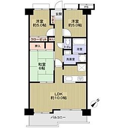 東千里OMパレス-1 3LDKの間取図画像