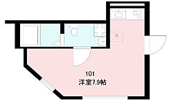 セレヴィエオキノ 1階ワンルームの間取り