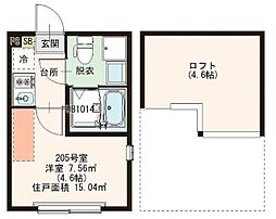 メゾン・ド・ハル 2階1Kの間取り