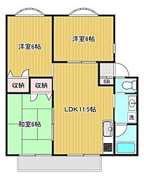 小林ハイツII 1階3LDKの間取り