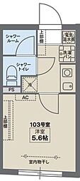 COCOFLAT西大井 1Kの間取図画像