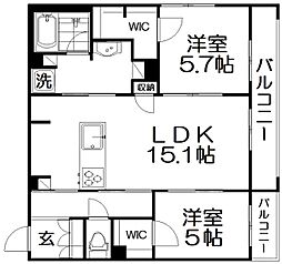 シャーメゾン ブルーム 楠葉 2LDKの間取図画像