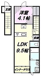 スカイティーナ 1LDKの間取図画像