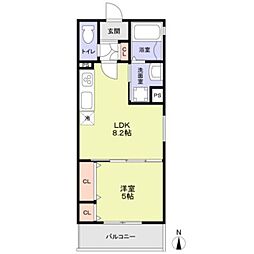門真市城垣町マンション 1LDKの間取図画像