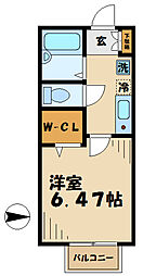 ダコタハウス 1階1Kの間取り