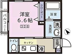 エスポワール東大井 3階1Kの間取り