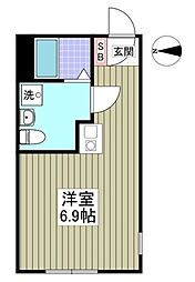 ハイドパーク本厚木 01 ワンルームの間取図画像
