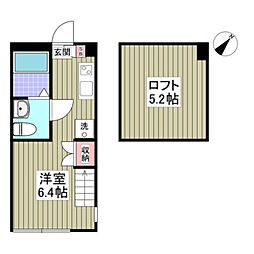 ヴィルナタル 1Kの間取図画像