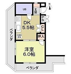 アムス厚木 1DKの間取図画像