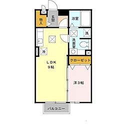 リビングタウン紀三井寺A棟 1階1LDKの間取り