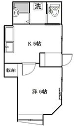 松原ハイツ 1Kの間取図画像