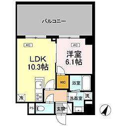 ロイジェント戸越銀座 1LDKの間取図画像