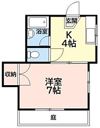 サンメゾン多摩 1階1Kの間取り
