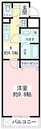 ジュエル 1Kの間取図画像