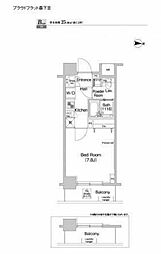 プラウドフラット森下3 1Kの間取図画像