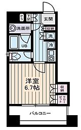 西川ビル 6階1Kの間取り