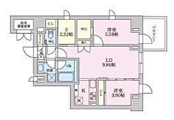 タスキプライムテラス後楽園 6階2SLDKの間取り
