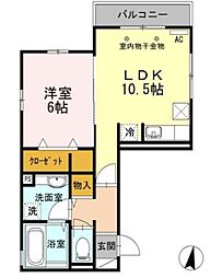 Ｐ.Ｏ.Ｍ 分倍河原 1階1LDKの間取り