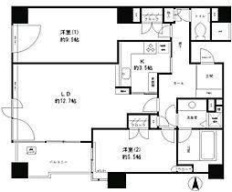 パークサイド・ウイングス 10階2LDKの間取り