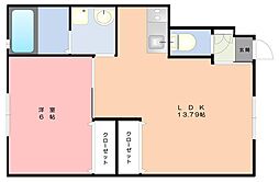 リヴェール桜森 1LDKの間取図画像
