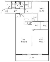 ハイセンチュリー 1階2LDKの間取り