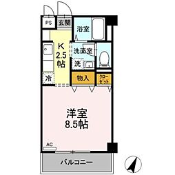 シュクレ大船 1Kの間取図画像