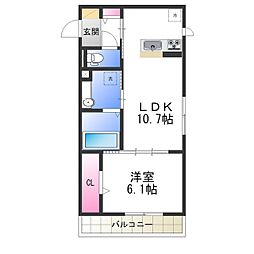 D-room.IZUMI 1LDKの間取図画像
